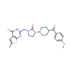 COc1ccc(C(=O)C2CCN([C@@H]3CCN(Cc4nc5sc(C)cc5c(=O)[nH]4)C3=O)CC2)cc1 ZINC000142608085