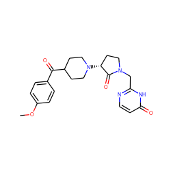 COc1ccc(C(=O)C2CCN([C@@H]3CCN(Cc4nccc(=O)[nH]4)C3=O)CC2)cc1 ZINC000207778067