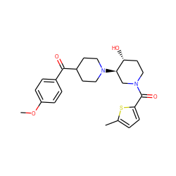 COc1ccc(C(=O)C2CCN([C@@H]3CN(C(=O)c4ccc(C)s4)CC[C@H]3O)CC2)cc1 ZINC000084739650