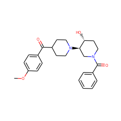 COc1ccc(C(=O)C2CCN([C@@H]3CN(C(=O)c4ccccc4)CC[C@H]3O)CC2)cc1 ZINC000084741370