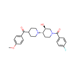 COc1ccc(C(=O)C2CCN([C@H]3CCN(C(=O)c4ccc(F)cc4)C[C@@H]3O)CC2)cc1 ZINC000072182623