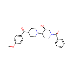 COc1ccc(C(=O)C2CCN([C@H]3CCN(C(=O)c4ccccc4)C[C@@H]3O)CC2)cc1 ZINC000072182230