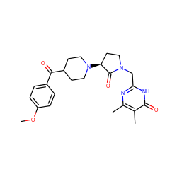 COc1ccc(C(=O)C2CCN([C@H]3CCN(Cc4nc(C)c(C)c(=O)[nH]4)C3=O)CC2)cc1 ZINC000207772123