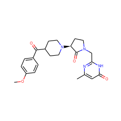 COc1ccc(C(=O)C2CCN([C@H]3CCN(Cc4nc(C)cc(=O)[nH]4)C3=O)CC2)cc1 ZINC000207775215