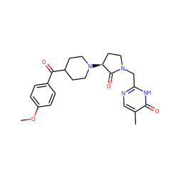 COc1ccc(C(=O)C2CCN([C@H]3CCN(Cc4ncc(C)c(=O)[nH]4)C3=O)CC2)cc1 ZINC000207777487