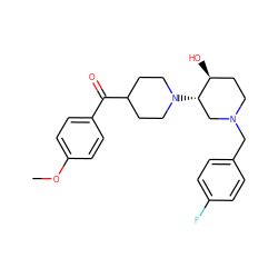 COc1ccc(C(=O)C2CCN([C@H]3CN(Cc4ccc(F)cc4)CC[C@@H]3O)CC2)cc1 ZINC000072179836