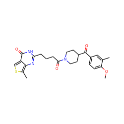 COc1ccc(C(=O)C2CCN(C(=O)CCCc3nc4c(C)scc4c(=O)[nH]3)CC2)cc1C ZINC000653878783