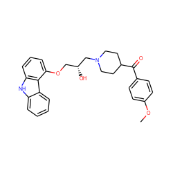 COc1ccc(C(=O)C2CCN(C[C@H](O)COc3cccc4[nH]c5ccccc5c34)CC2)cc1 ZINC000049034898