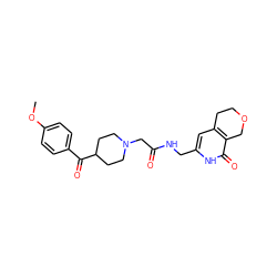 COc1ccc(C(=O)C2CCN(CC(=O)NCc3cc4c(c(=O)[nH]3)COCC4)CC2)cc1 ZINC000208823319