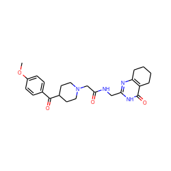 COc1ccc(C(=O)C2CCN(CC(=O)NCc3nc4c(c(=O)[nH]3)CCCC4)CC2)cc1 ZINC000208814839