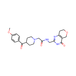 COc1ccc(C(=O)C2CCN(CC(=O)NCc3nc4c(c(=O)[nH]3)COCC4)CC2)cc1 ZINC000208776881