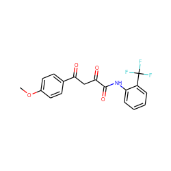 COc1ccc(C(=O)CC(=O)C(=O)Nc2ccccc2C(F)(F)F)cc1 ZINC000101354833