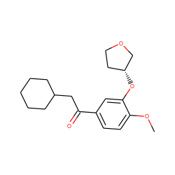 COc1ccc(C(=O)CC2CCCCC2)cc1O[C@@H]1CCOC1 ZINC000040865643