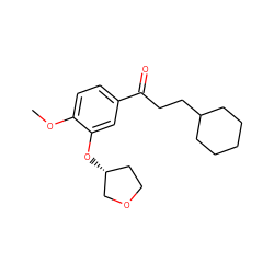 COc1ccc(C(=O)CCC2CCCCC2)cc1O[C@@H]1CCOC1 ZINC000040846542