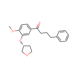 COc1ccc(C(=O)CCCc2ccccc2)cc1O[C@@H]1CCOC1 ZINC000040379733