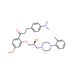 COc1ccc(C(=O)CCc2ccc(N(C)C)cc2)c(OC[C@@H](O)CN2CCN(c3ccccc3C)CC2)c1 ZINC000028636385