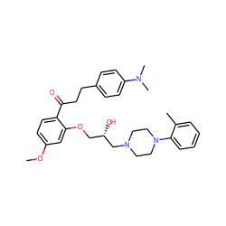 COc1ccc(C(=O)CCc2ccc(N(C)C)cc2)c(OC[C@H](O)CN2CCN(c3ccccc3C)CC2)c1 ZINC000028636388