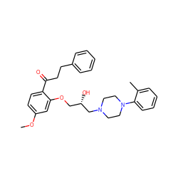 COc1ccc(C(=O)CCc2ccccc2)c(OC[C@H](O)CN2CCN(c3ccccc3C)CC2)c1 ZINC000028634865