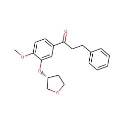 COc1ccc(C(=O)CCc2ccccc2)cc1O[C@@H]1CCOC1 ZINC000040393178
