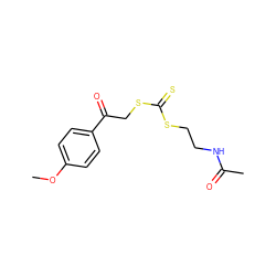 COc1ccc(C(=O)CSC(=S)SCCNC(C)=O)cc1 ZINC000040955136