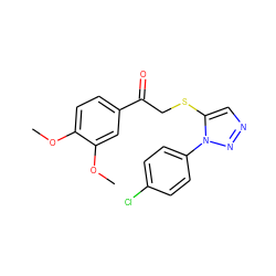 COc1ccc(C(=O)CSc2cnnn2-c2ccc(Cl)cc2)cc1OC ZINC000049111974