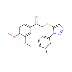 COc1ccc(C(=O)CSc2cnnn2-c2cccc(C)c2)cc1OC ZINC000049111753