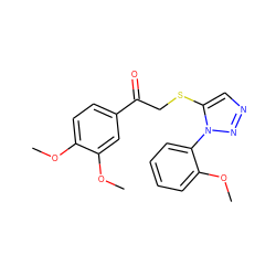 COc1ccc(C(=O)CSc2cnnn2-c2ccccc2OC)cc1OC ZINC000049112920