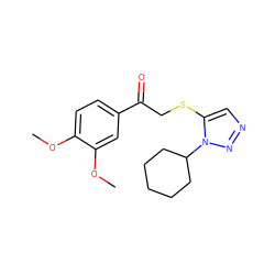 COc1ccc(C(=O)CSc2cnnn2C2CCCCC2)cc1OC ZINC000049034409