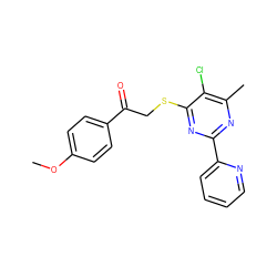 COc1ccc(C(=O)CSc2nc(-c3ccccn3)nc(C)c2Cl)cc1 ZINC000001030046