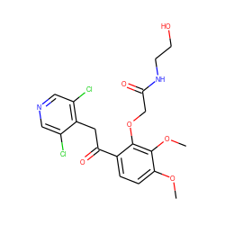 COc1ccc(C(=O)Cc2c(Cl)cncc2Cl)c(OCC(=O)NCCO)c1OC ZINC000114778048