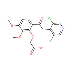 COc1ccc(C(=O)Cc2c(Cl)cncc2Cl)c(OCC(=O)O)c1OC ZINC000114778793