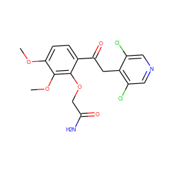 COc1ccc(C(=O)Cc2c(Cl)cncc2Cl)c(OCC(N)=O)c1OC ZINC000114779167