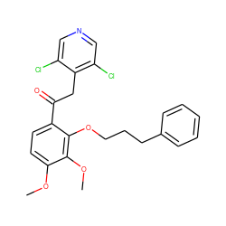 COc1ccc(C(=O)Cc2c(Cl)cncc2Cl)c(OCCCc2ccccc2)c1OC ZINC000116168681