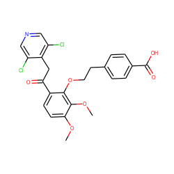 COc1ccc(C(=O)Cc2c(Cl)cncc2Cl)c(OCCc2ccc(C(=O)O)cc2)c1OC ZINC000299824305