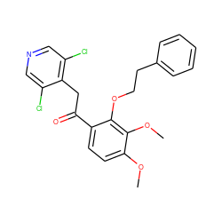 COc1ccc(C(=O)Cc2c(Cl)cncc2Cl)c(OCCc2ccccc2)c1OC ZINC000116167414