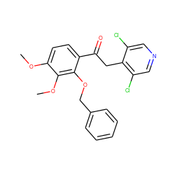 COc1ccc(C(=O)Cc2c(Cl)cncc2Cl)c(OCc2ccccc2)c1OC ZINC000114778566