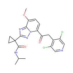 COc1ccc(C(=O)Cc2c(Cl)cncc2Cl)n2nc(C3(C(=O)NC(C)C)CC3)nc12 ZINC000113276785