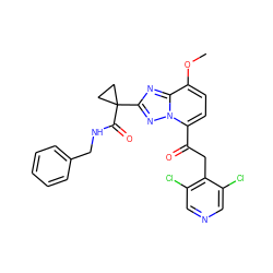 COc1ccc(C(=O)Cc2c(Cl)cncc2Cl)n2nc(C3(C(=O)NCc4ccccc4)CC3)nc12 ZINC000113275994