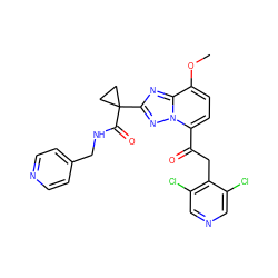 COc1ccc(C(=O)Cc2c(Cl)cncc2Cl)n2nc(C3(C(=O)NCc4ccncc4)CC3)nc12 ZINC000113277745