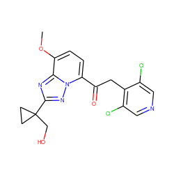 COc1ccc(C(=O)Cc2c(Cl)cncc2Cl)n2nc(C3(CO)CC3)nc12 ZINC000113276276