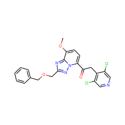 COc1ccc(C(=O)Cc2c(Cl)cncc2Cl)n2nc(COCc3ccccc3)nc12 ZINC000113275829