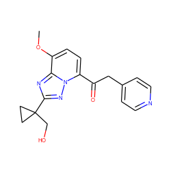 COc1ccc(C(=O)Cc2ccncc2)n2nc(C3(CO)CC3)nc12 ZINC000139763403