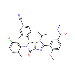 COc1ccc(C(=O)N(C)C)cc1-c1nc2c(n1C(C)C)[C@@H](c1ccc(C#N)cc1C)N(c1cc(Cl)ccc1C)C2=O ZINC000169705689