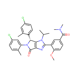 COc1ccc(C(=O)N(C)C)cc1-c1nc2c(n1C(C)C)[C@@H](c1ccc(Cl)cc1C)N(c1cc(Cl)ccc1C)C2=O ZINC000169705375