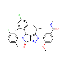 COc1ccc(C(=O)N(C)C)cc1-n1nc2c(c1C(C)C)[C@@H](c1ccc(Cl)cc1C)N(c1cc(Cl)ccc1C)C2=O ZINC000224110181