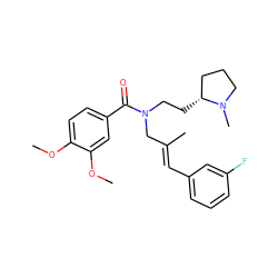 COc1ccc(C(=O)N(CC[C@@H]2CCCN2C)C/C(C)=C/c2cccc(F)c2)cc1OC ZINC000084604525