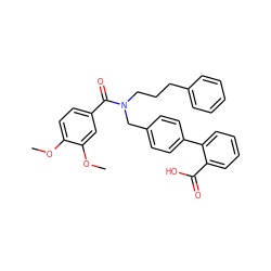 COc1ccc(C(=O)N(CCCc2ccccc2)Cc2ccc(-c3ccccc3C(=O)O)cc2)cc1OC ZINC000114431756