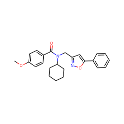 COc1ccc(C(=O)N(Cc2cc(-c3ccccc3)on2)C2CCCCC2)cc1 ZINC000072127606