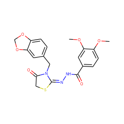 COc1ccc(C(=O)N/N=C2/SCC(=O)N2Cc2ccc3c(c2)OCO3)cc1OC ZINC000033937401