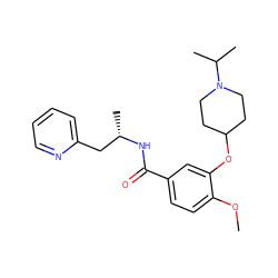 COc1ccc(C(=O)N[C@@H](C)Cc2ccccn2)cc1OC1CCN(C(C)C)CC1 ZINC000012448255